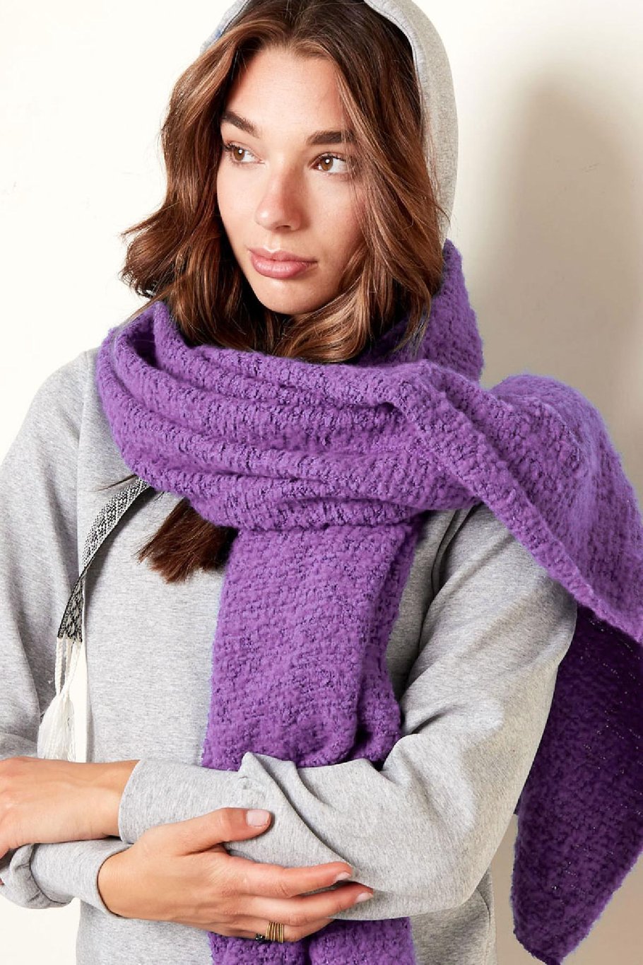 Écharpe d'hiver avec motif en relief Vert Polyester Image4
